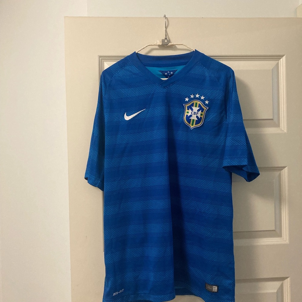 Nike Blue Brazil Football Shirt 2014 World Cup authentic